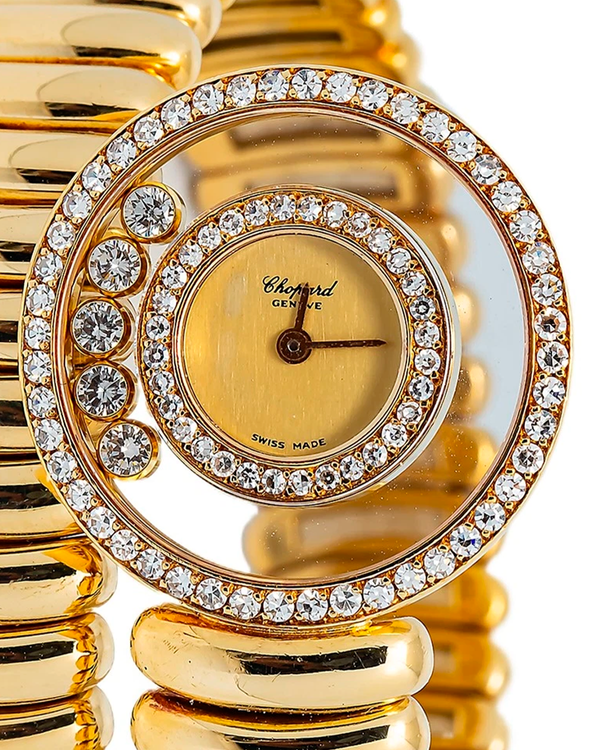 Chopard Happy Diamonds 24MM Quartz Champagne Dial Yellow Gold Bracelet (4097)