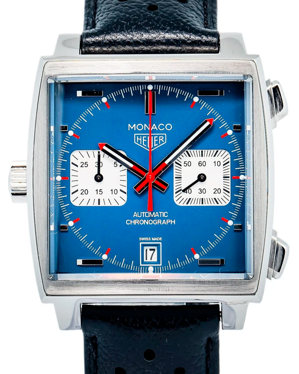 Tag Heuer Monaco Chronograph "Steve McQueen" 39MM Blue Dial Leather Strap (CAW211P.FC6356)