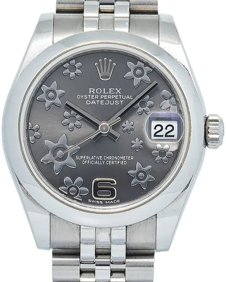 2016 Rolex Datejust 31MM Rhodium "Floral Motif" Dial Oyster Bracelet (178240)