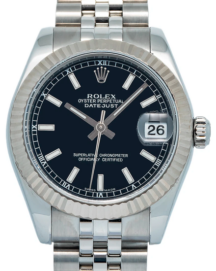 2006 (D Serial) Rolex Datejust 31MM Black Dial Super Jubilee Bracelet (178274)