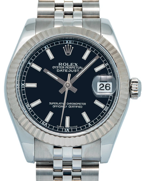 2006 (D Serial) Rolex Datejust 31MM Black Dial Super Jubilee Bracelet (178274)