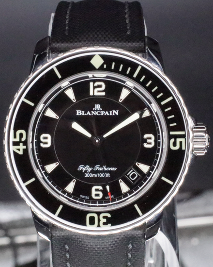 2015 Blancpain Fifty Fathoms 45MM Black Dial Textile Strap (5015-1130-52A)