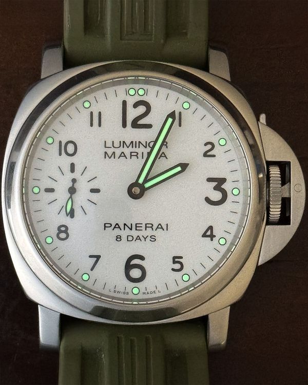 2018 Panerai Luminor Marina 8 Days Acciaio 44MM White Dial Rubber Strap (PAM00563)