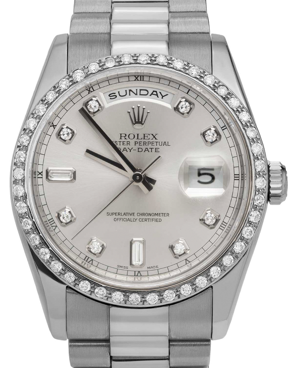 Rolex Day-Date 36MM Silver Dial White Gold President Bracelet (118239)
