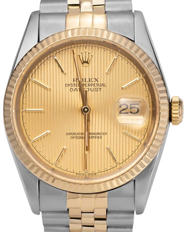 Rolex Datejust 36MM Champagne "Tapestry" Dial Two-Tone Jubilee Bracelet (16233)