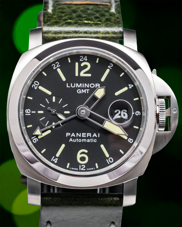 2015 Panerai Luminor GMT 44MM Black Dial Aftermarket Leather Strap (PAM00297)