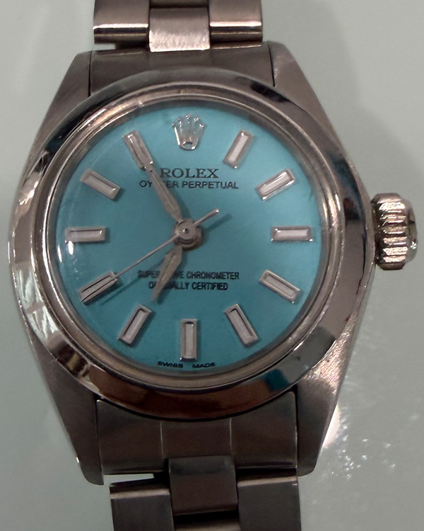 Rolex Oyster Perpetual 26MM Aftermarket Blue Dial Oyster Bracelet (6718)