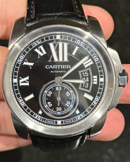 Cartier Calibre de Cartier 42MM Black Dial Leather Strap (W7100041)