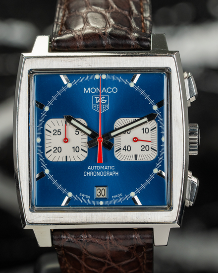 No Reserve - Tag Heuer Monaco 38MM Blue Dial Leather Strap (CW2113-0)
