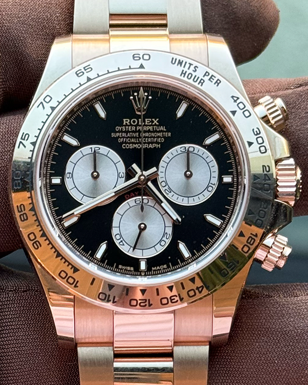 2025 Rolex Cosmograph Daytona 40MM Black Dial Rose Gold Oyster Bracelet (126505)