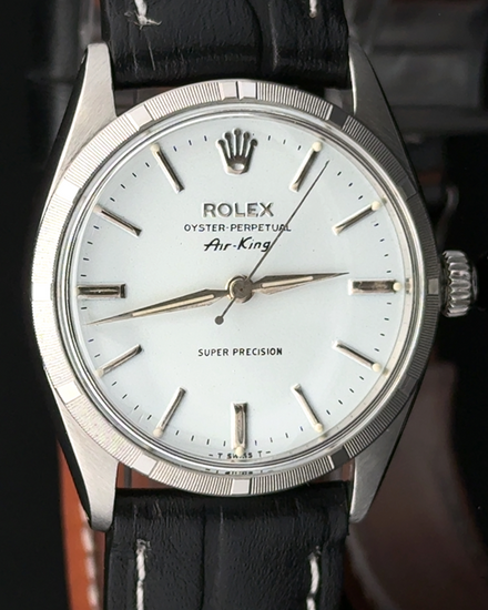 1976 Rolex Air-King 34MM Aftermarket White Dial Aftermarket Leather Strap (6552)
