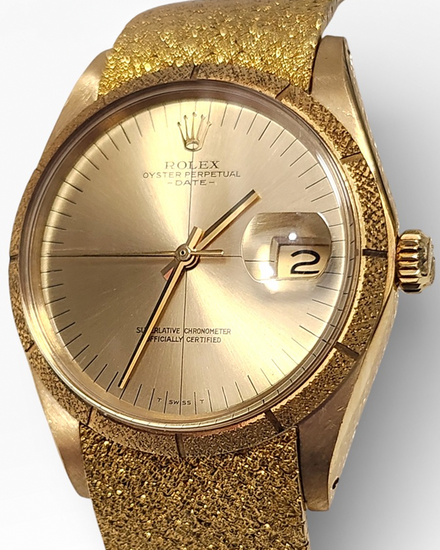 Rolex Oyster Perpetual Date Zephyr 34MM Champagne Dial Yellow Gold Bracelet (1510)