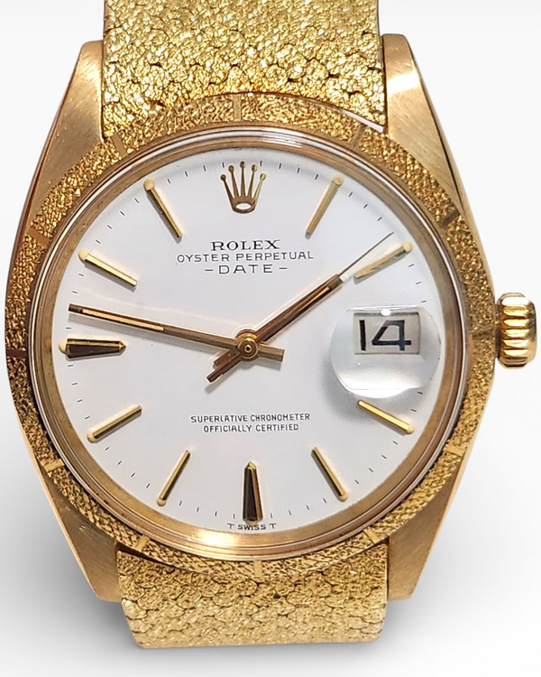 1970 Rolex Oyster Perpetual "Zephyr" 34MM White Dial Yellow Gold Bracelet (1510)