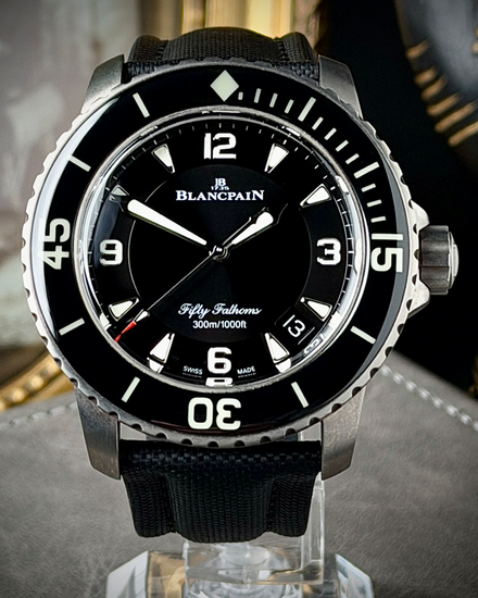 2022  Blancpain Fifty Fathoms Titanium 45MM Black Dial Textile Strap (5015-12B30-B52A)