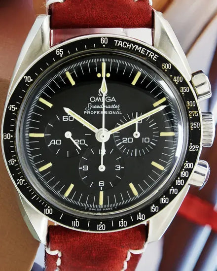 Omega Speedmaster Professional Moonwatch 42MM Black Dial Aftermarket Leather Strap (145.022)