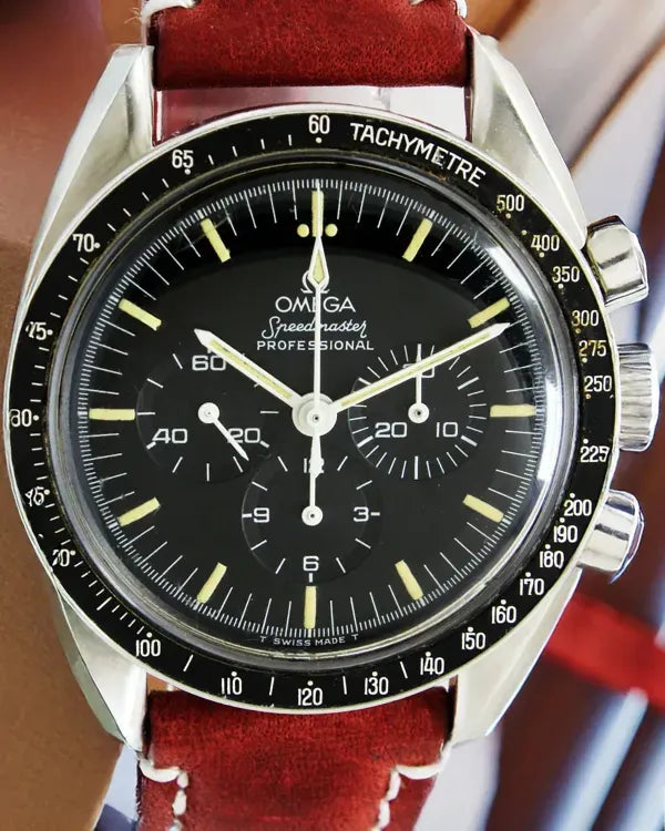 Omega Speedmaster Professional Moonwatch 42MM Black Dial Aftermarket Leather Strap (145.022)