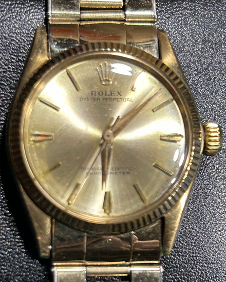 Rolex Oyster Perpetual 31MM Champagne Dial Yellow Gold Oyster Bracelet (6551)