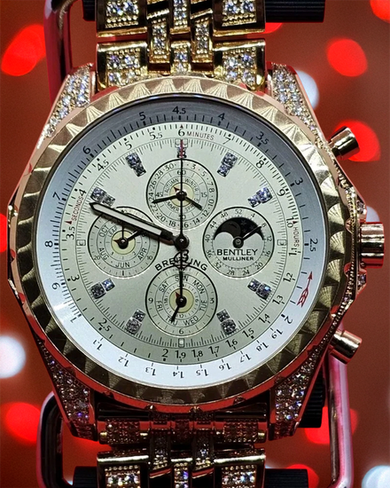 Breitling Bentley Mulliner Perpetual Calendar Chronograph L.E. 48MM Silver Dial Yellow Gold Bracelet (H29362)