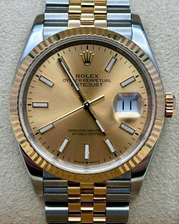 2018 Rolex Datejust 36MM Champagne Dial Two-Tone Oyster Bracelet (126233)