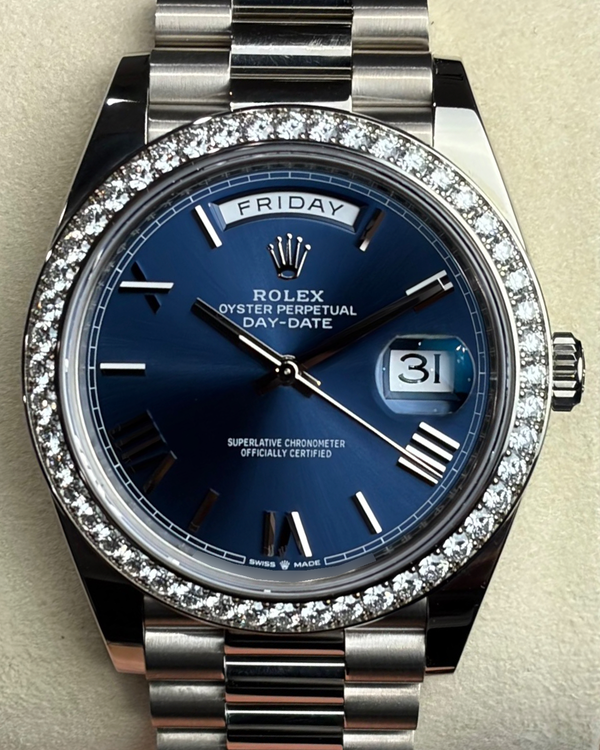 2022 Rolex Day-Date 40MM Blue Dial White Gold President Bracelet (228349RBR)