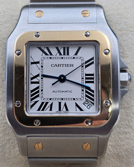Cartier Santos Galbée 32MM White Dial Two-Tone Bracelet (W20099C4)