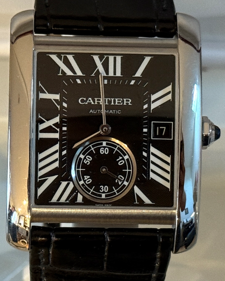 2018 Cartier Tank MC 34MM Black Dial Leather Strap (W5330004)