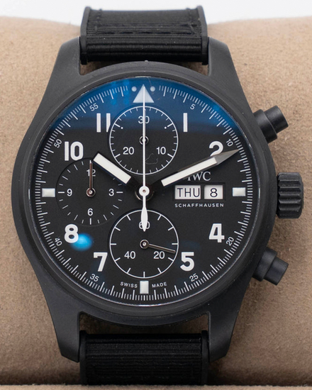 2021 IWC Schaffhausen Pilot Chronograph "Tribute to 3705" 41MM Black Dial Rubber Strap (IW387905)