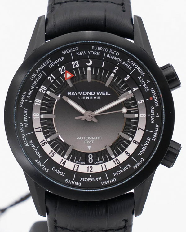Raymond Weil Freelancer GMT Worldtimer 40.5MM Black Dial Leather Strap (2765-BKC-20001)