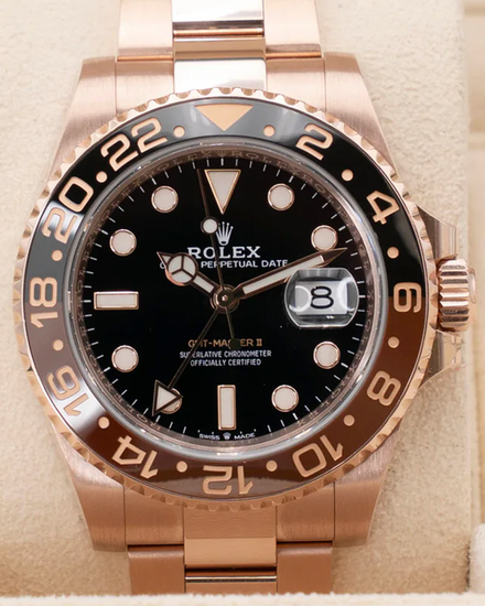 2020 Rolex GMT-Master II "Rootbeer" 40MM Black Dial Rose Gold Oyster Bracelet (126715CHNR)