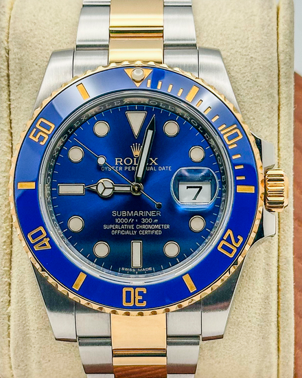 No Reserve - 2015 Rolex Submariner Date "Bluesy" 40MM Blue Dial Two-Tone Oyster Bracelet (116613LB)