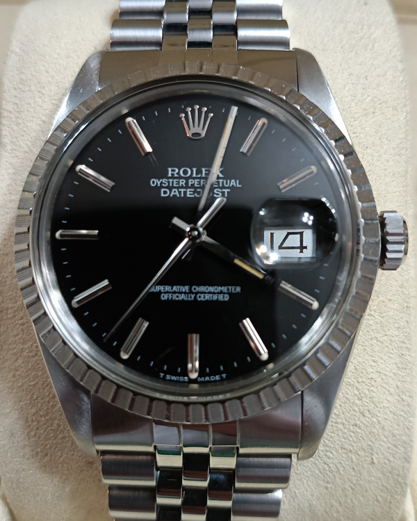 Rolex Datejust 36MM Black Dial Oyster Bracelet (16030)