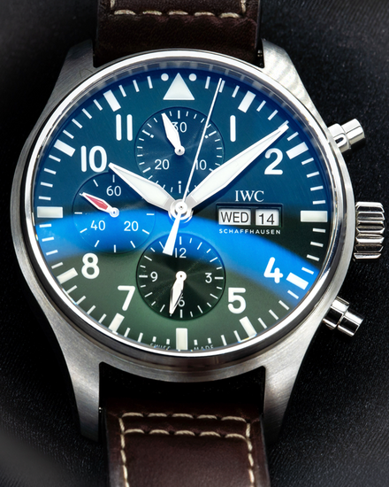2020 IWC Schaffhausen Pilot Chronograph "Racing Green" L.E. 43MM Green Dial Leather Strap (IW377726)