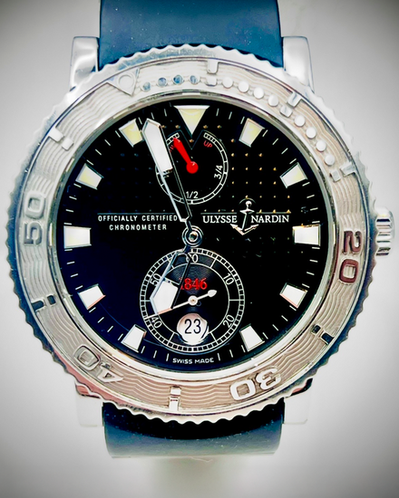 No Reserve - 2010 Ulysse Nardin Marine Diver 40MM Black Dial Rubber Strap (263-51-3/92)