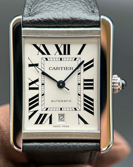 2018 Cartier Tank Solo XL 31MM Silver Dial Leather Strap (WSTA0029)