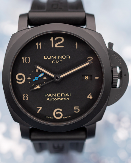2019 Panerai Luminor 1950 3 Days GMT 44MM Black Dial Rubber Strap (PAM01441)