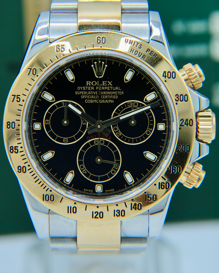 2010 Rolex Cosmograph Daytona 40MM Black Dial Two-Tone Oyster Bracelet (116523)