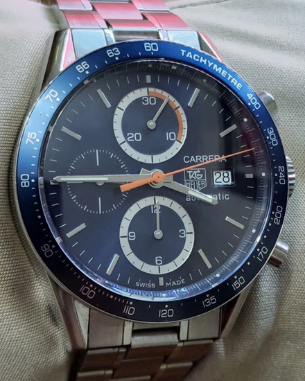 2008 Tag Heuer Carrera Calibre 16 41MM Blue Dial Steel Bracelet (CV2015)