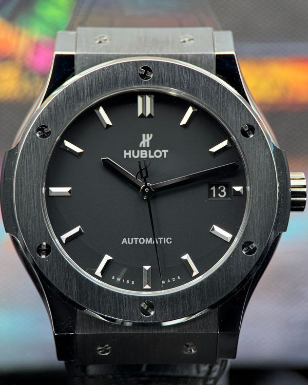2020 Hublot Classic Fusion 45MM Black Dial Aftermarket Leather Strap (511.NX.1171.LR)
