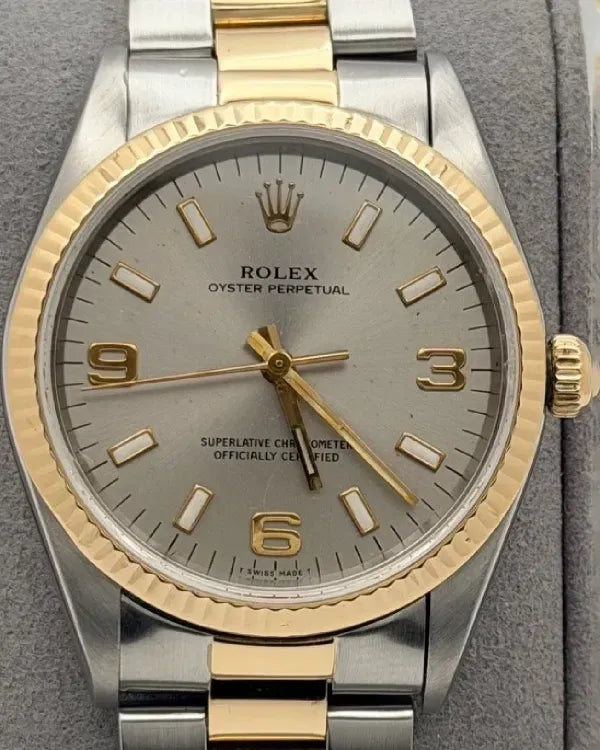 1995 Rolex Oyster Perpetual 34MM Silver Dial Two-Tone Oyster Bracelet (14233)