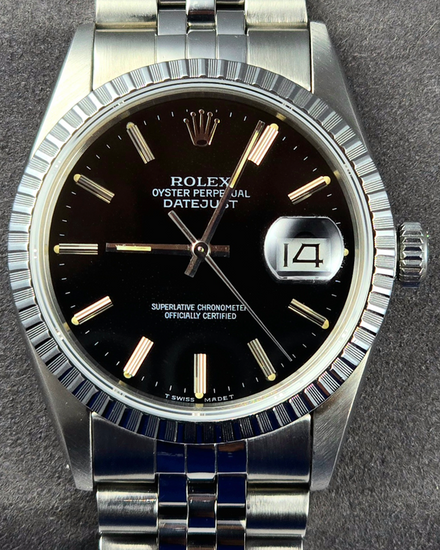 No Reserve - 1986 Rolex Datejust 36MM Black Dial Jubilee Bracelet (16030)