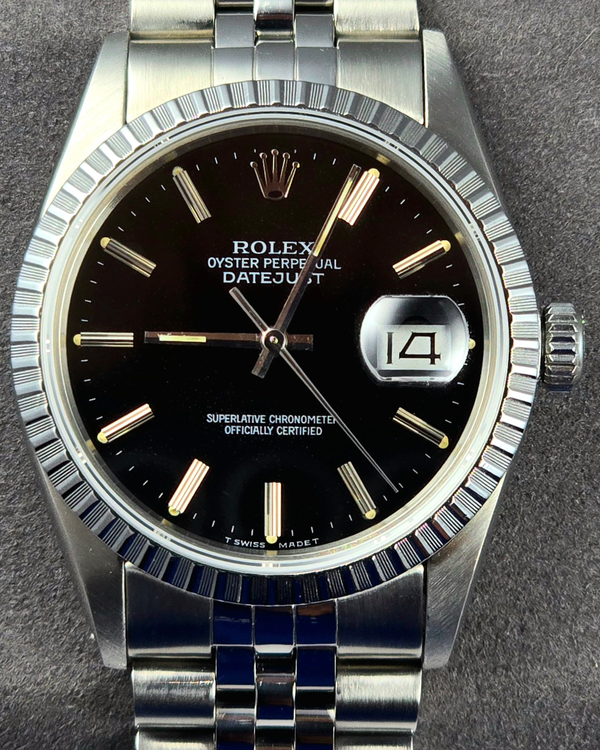 No Reserve - 1986 (91. Mill Serial) Rolex Datejust 36MM Black Dial Jubilee Bracelet (16030)