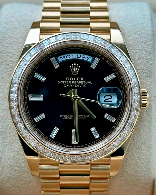 2022 Rolex Day-Date 40MM Black Dial Yellow Gold President Bracelet (228398TBR)