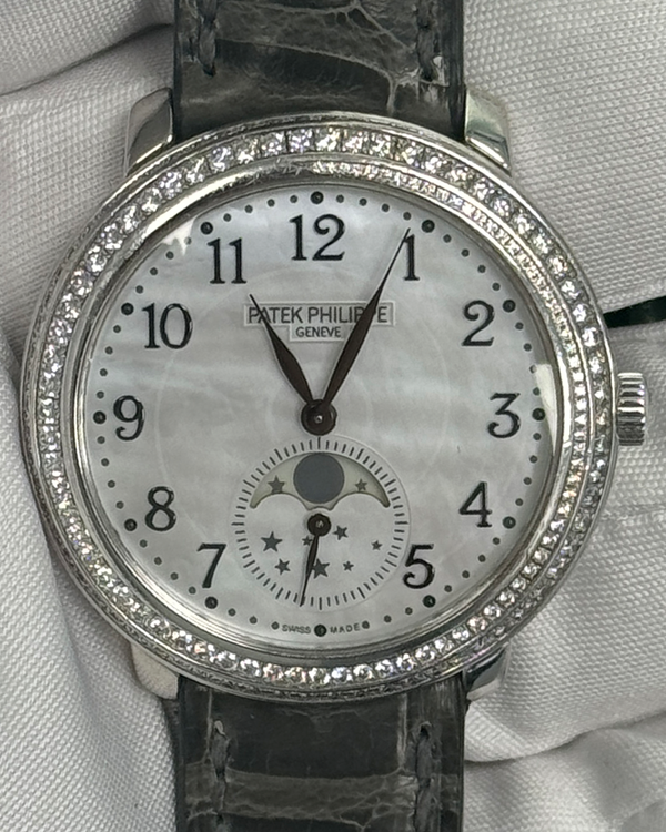 2018 Patek Philippe Complications Moonphase 33.3MM Mother of Pearl Dial Leather Strap (4968G)