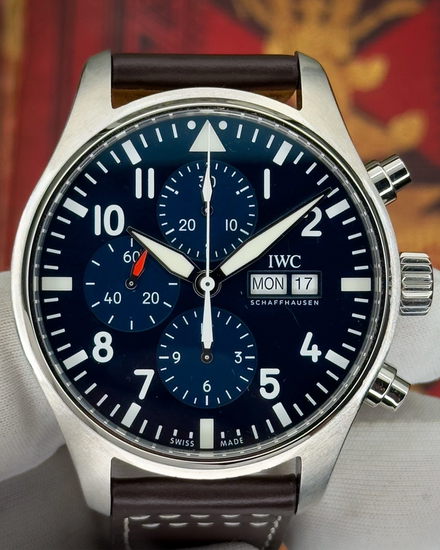 2020 IWC Schaffhausen Pilot Chronograph "Le Petit Prince" 43MM Blue Dial Leather Strap (IW377714)