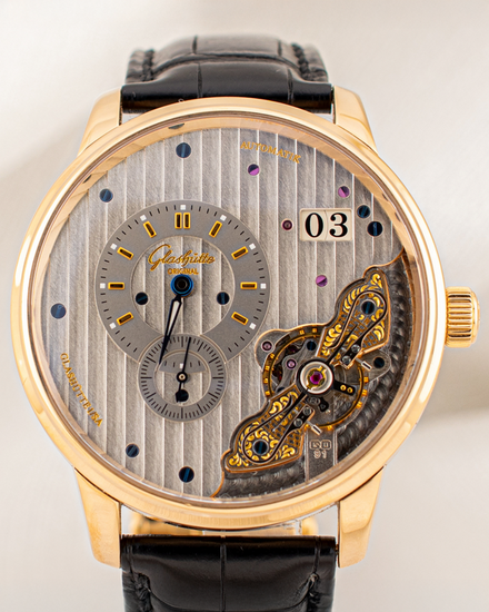 2023 Glashütte Original PanoMaticInverse 42MM Silver Dial Leather Strap (1-91-02-01-05-30)