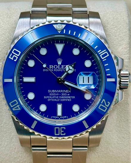 2015 Rolex Submariner Date "Smurf" 40MM Blue Dial White Gold Oyster Bracelet (116619LB)