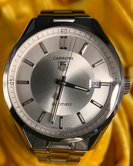 No Reserve - 2014 Tag Heuer Carrera 39MM Silver Dial Steel Bracelet (WV211A.FC6203)