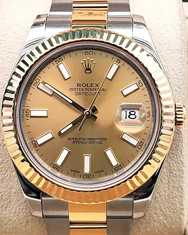 2016 Rolex Datejust II 41MM Champagne Dial Two-Tone Oyster Bracelet (116333)