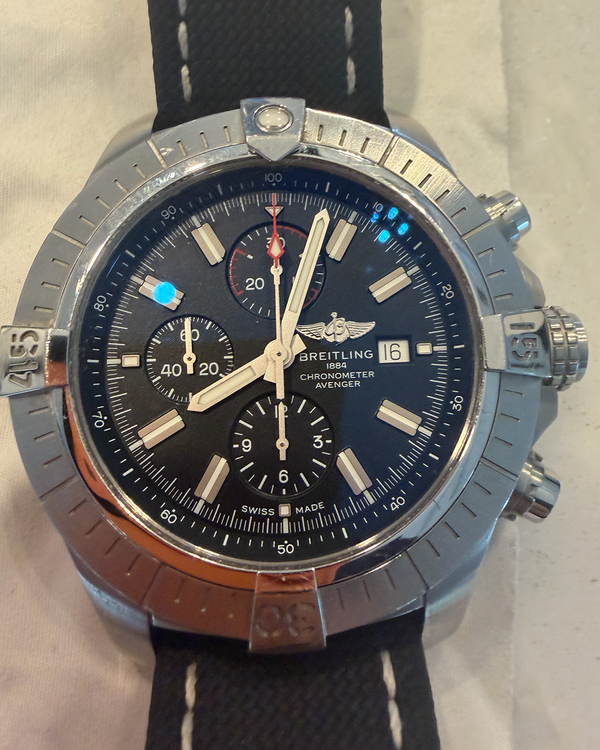 2022 Breitling Super Avenger Chronograph 48MM Black Dial Leather Strap (A13375101B1X1)