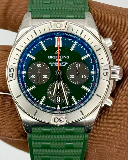 2025 Breitling Chronomat 42MM Green Dial Rubber Strap (AB0134)
